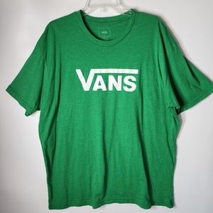 VANS Classic T-Shirt Green with White Logo Men's 2X Short Sleeve Tee